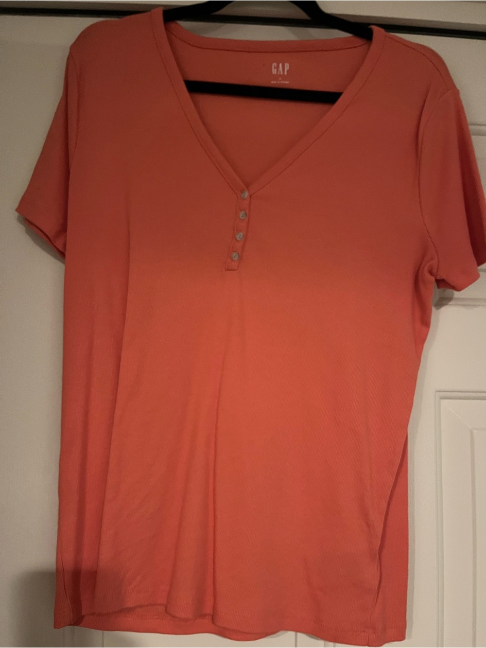 GAP Coral V-Neck Short Sleeve Henley Tee